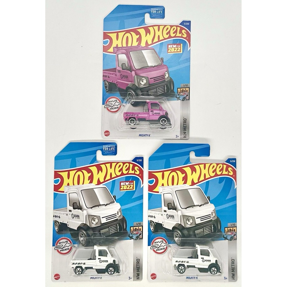 Hot Wheels Mighty K Lot of 3 Pink White HW Metro Ryu's Rides 1:64 Sealed
